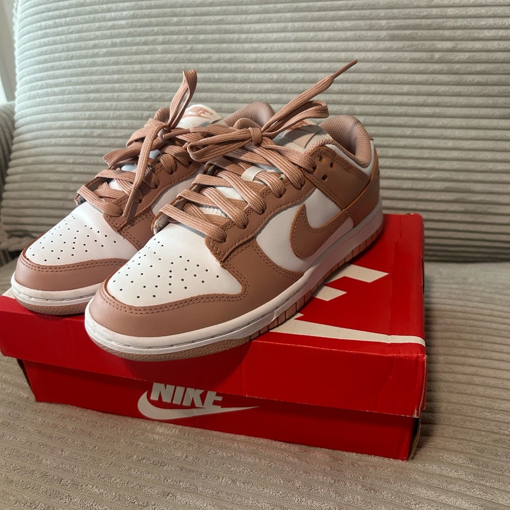 Nike Tan and White Low-Top Sneakers